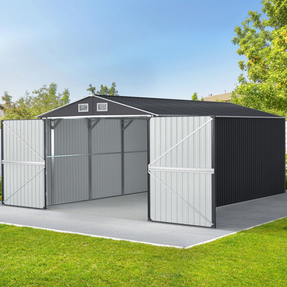 Giantz 3x5.38M Garden Shed Outdoor Storage Workshop Grey