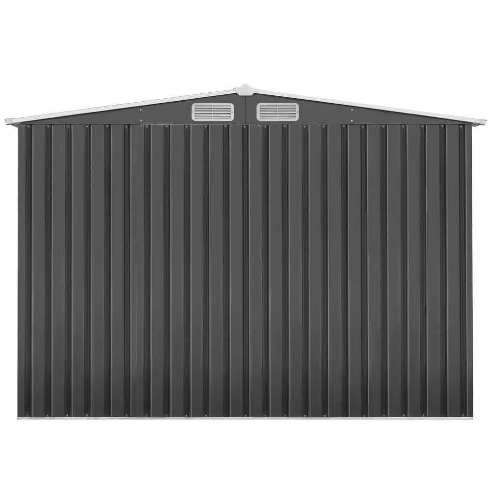 Giantz 2.58x3.14M Metal Garden Shed Grey Sliding Door