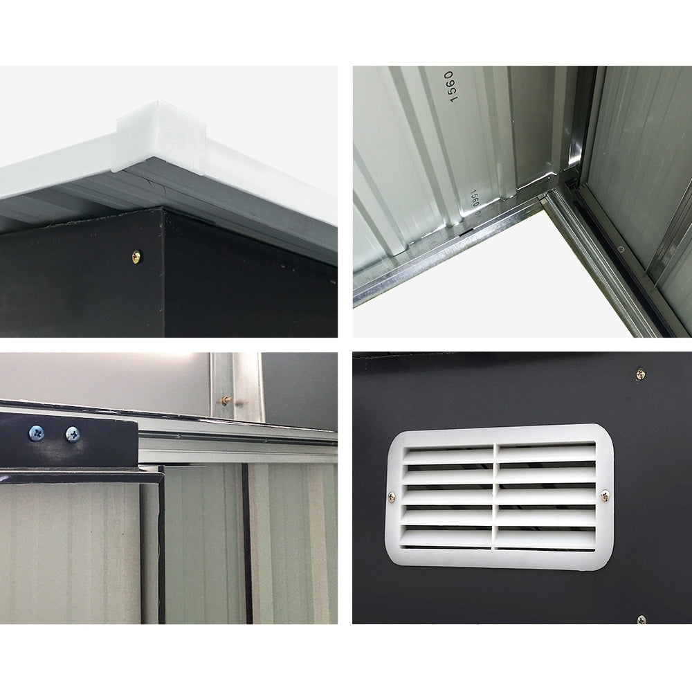 Giantz 2.58x3.14M Metal Garden Shed Grey Sliding Door