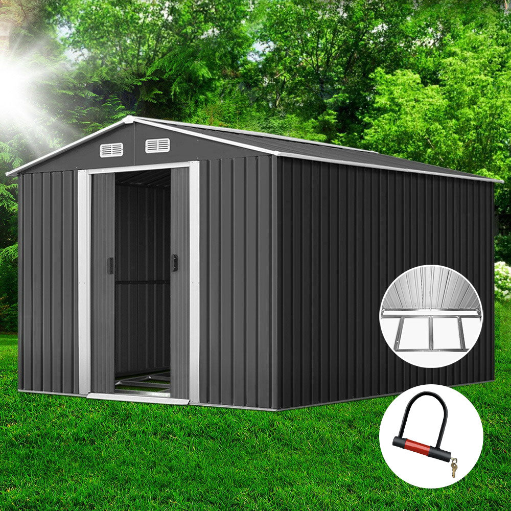 Giantz 2.6x3.9M Metal Garden Shed Outdoor Storage Workshop Grey