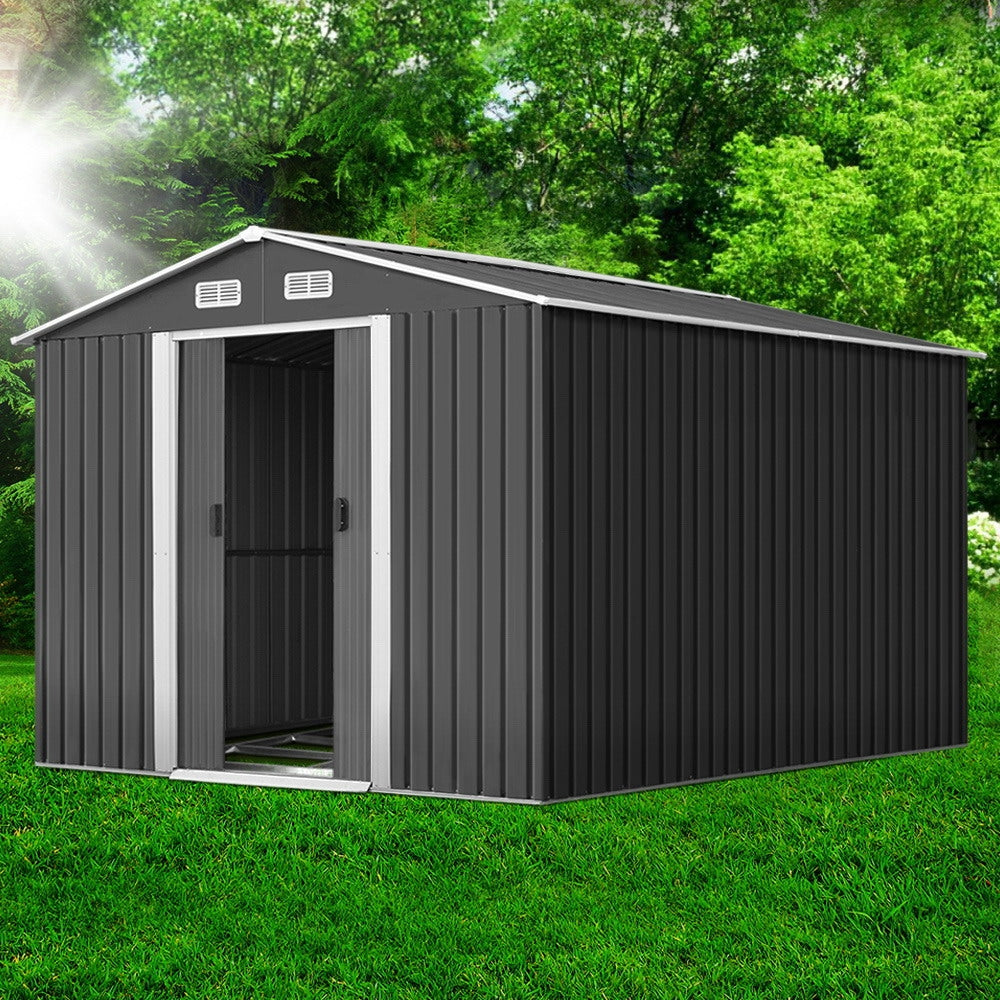 Giantz 2.6x3.9M Metal Garden Shed Outdoor Storage Workshop Grey