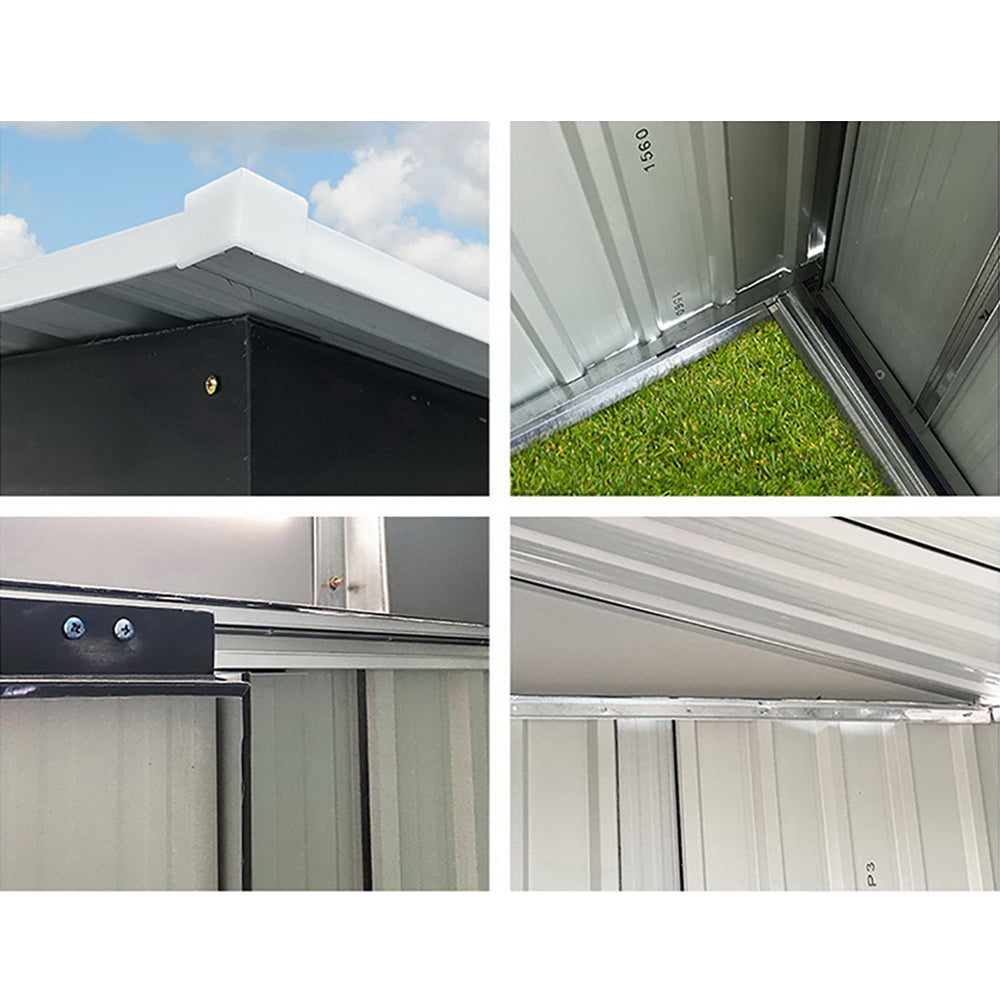 Giantz 1.96x1.32M Metal Garden Shed Grey Sliding Door