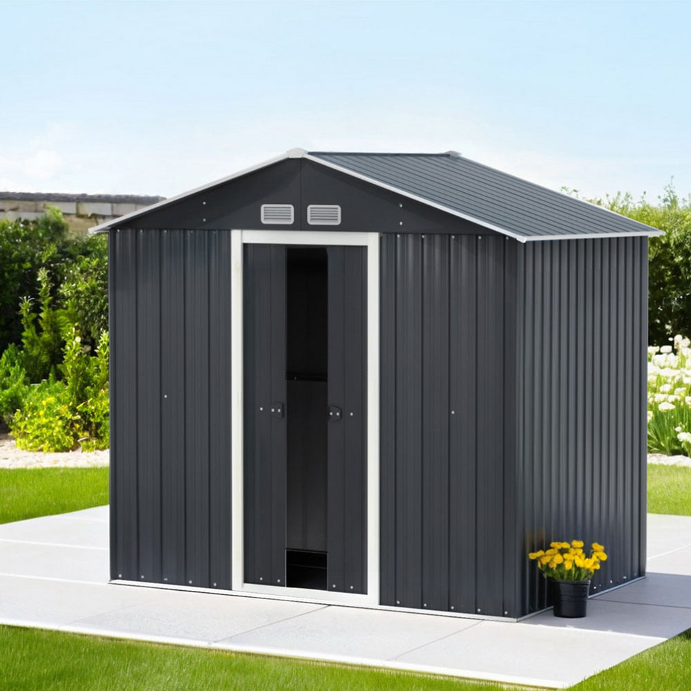 Giantz 2.15x1.3M Garden Shed Outdoor Storage Workshop Grey Sliding Door