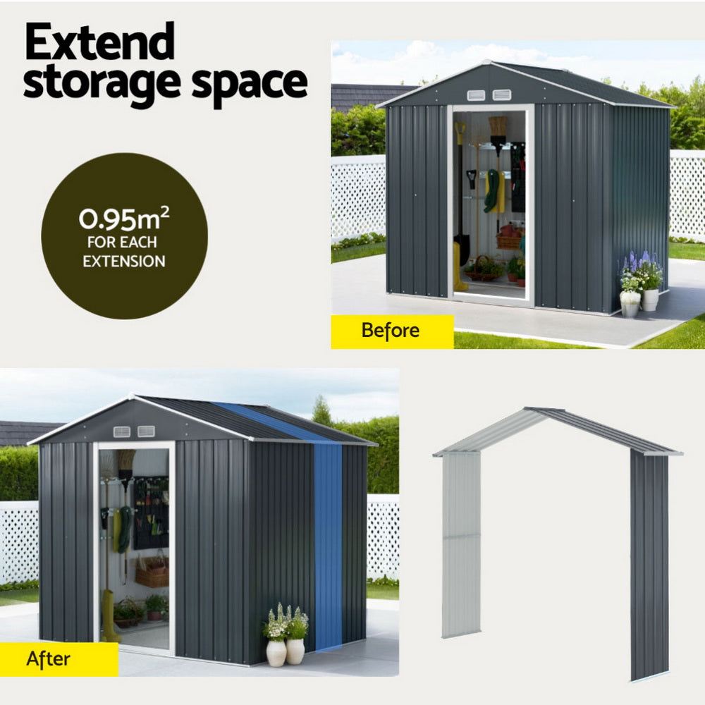 Giantz Garden Shed Extension Kit Galvanized Steel Grey