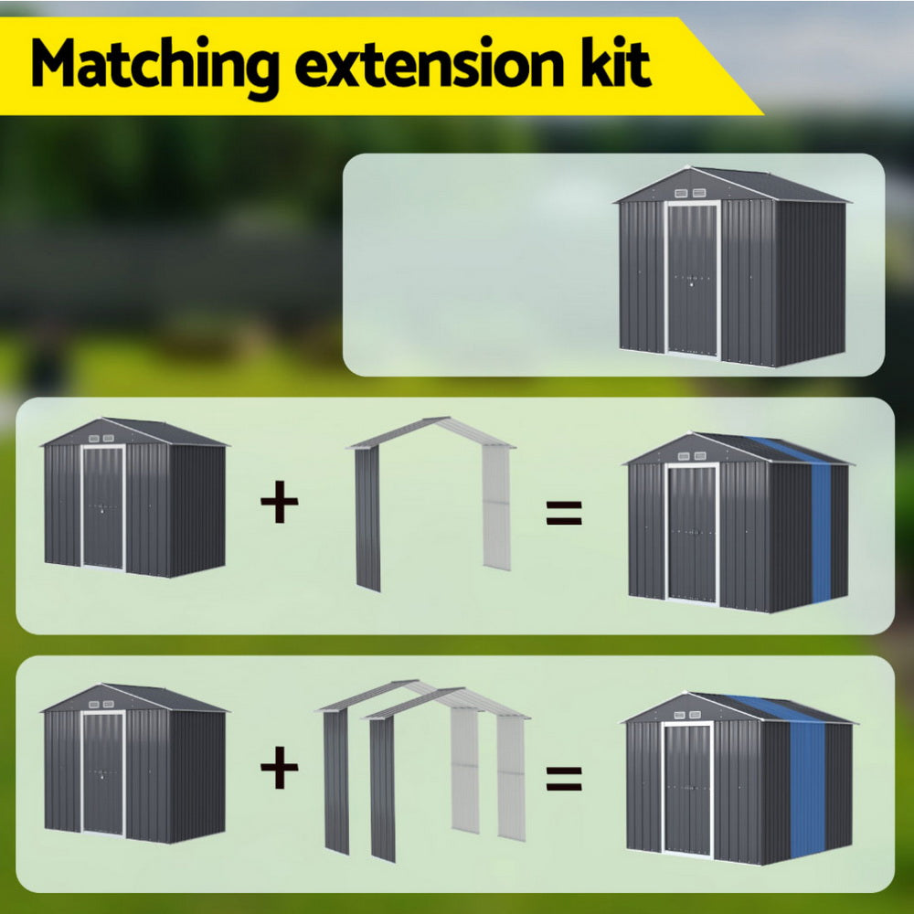 Giantz Garden Shed Extension Kit Galvanized Steel Grey