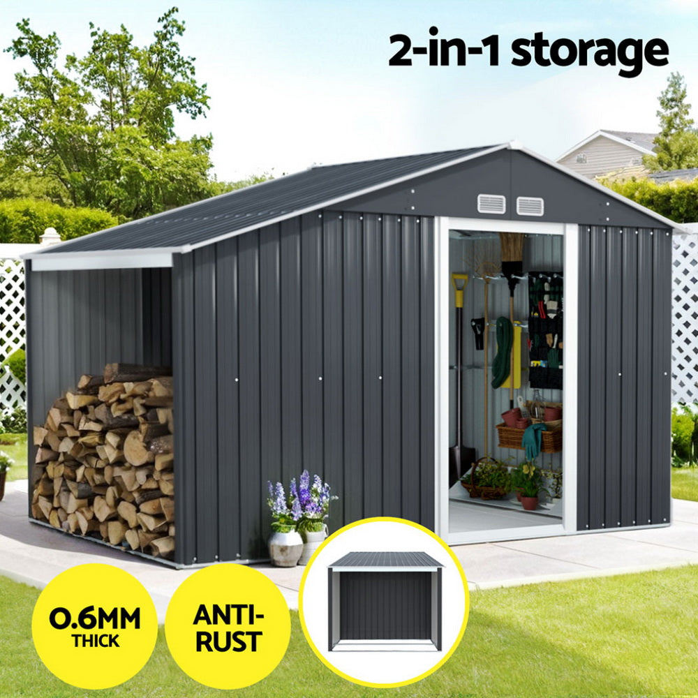 Giantz 3.22x1.96M Garden Shed Outdoor Storage Grey