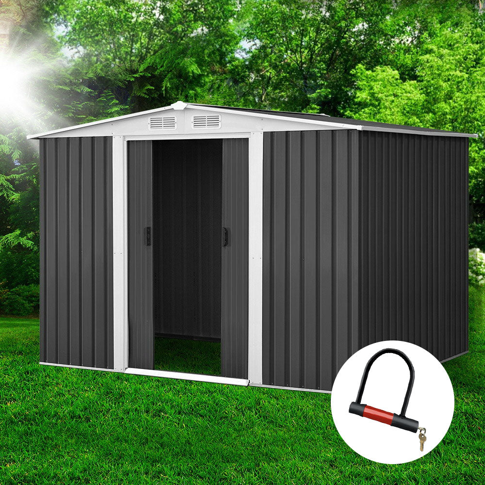 Giantz Garden Shed 2.58x2.07M Metal Outdoor Storage Sliding Door