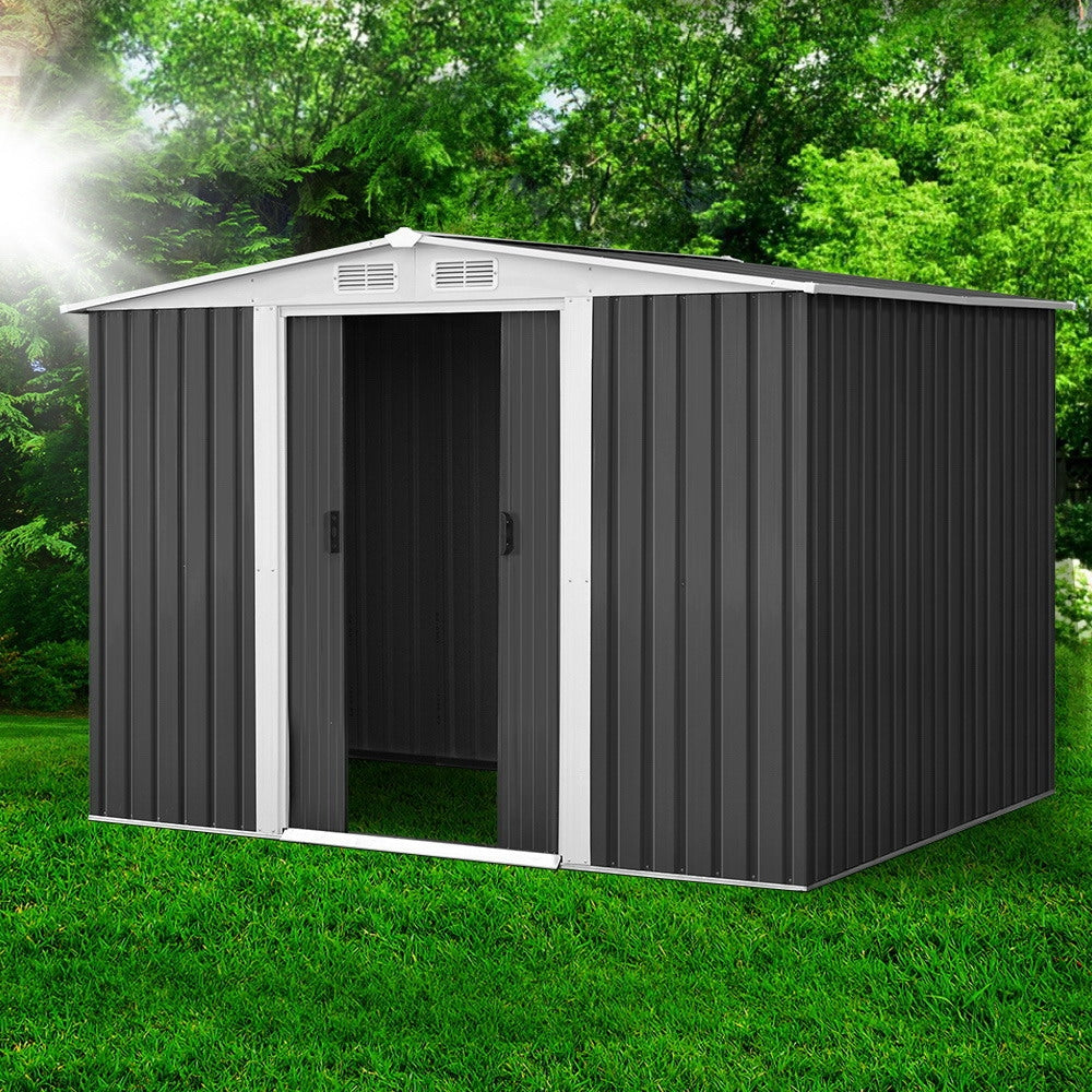 Giantz 2.58x2.07M Metal Garden Shed Outdoor Storage Grey