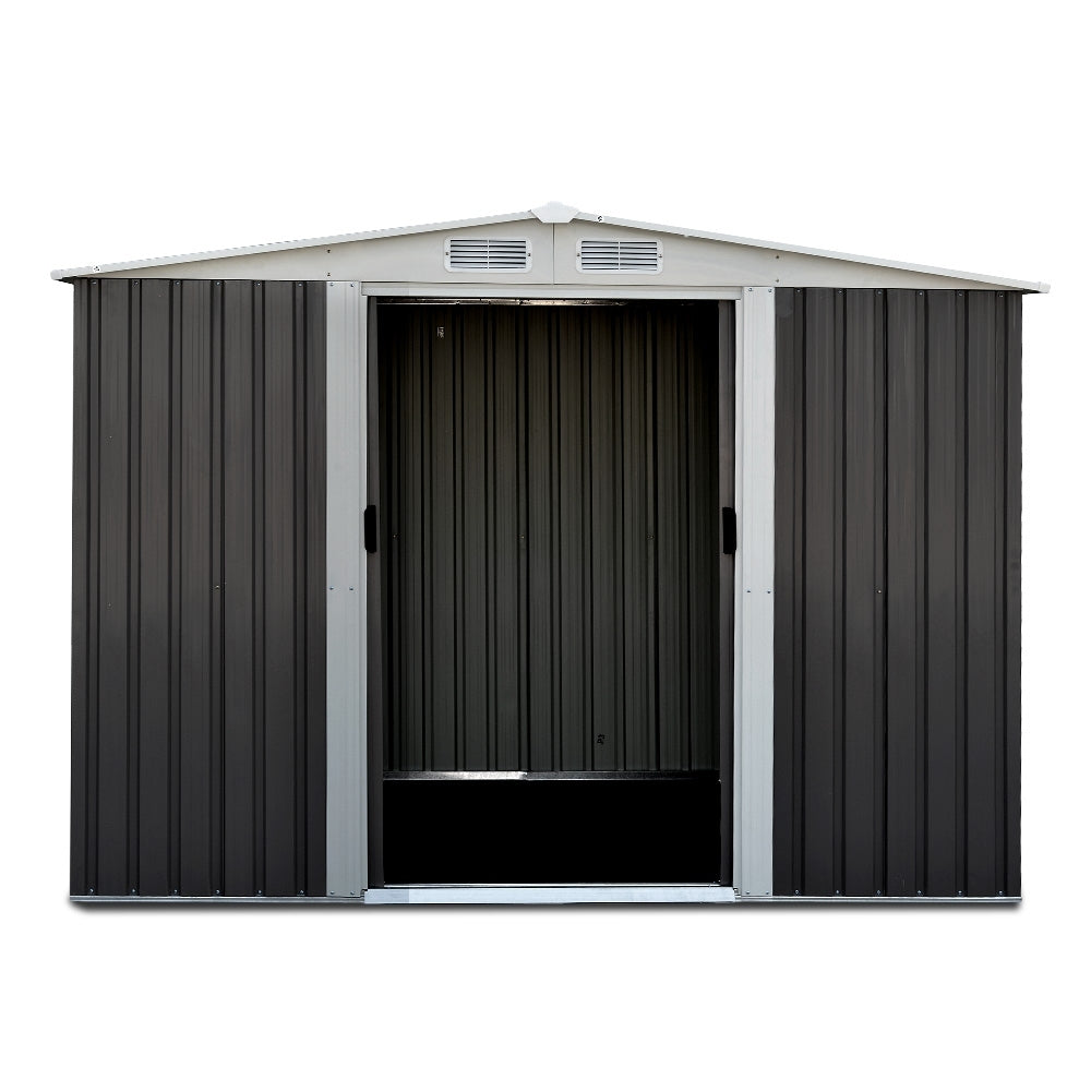 Giantz 2.58x2.07M Metal Garden Shed Double Door Grey