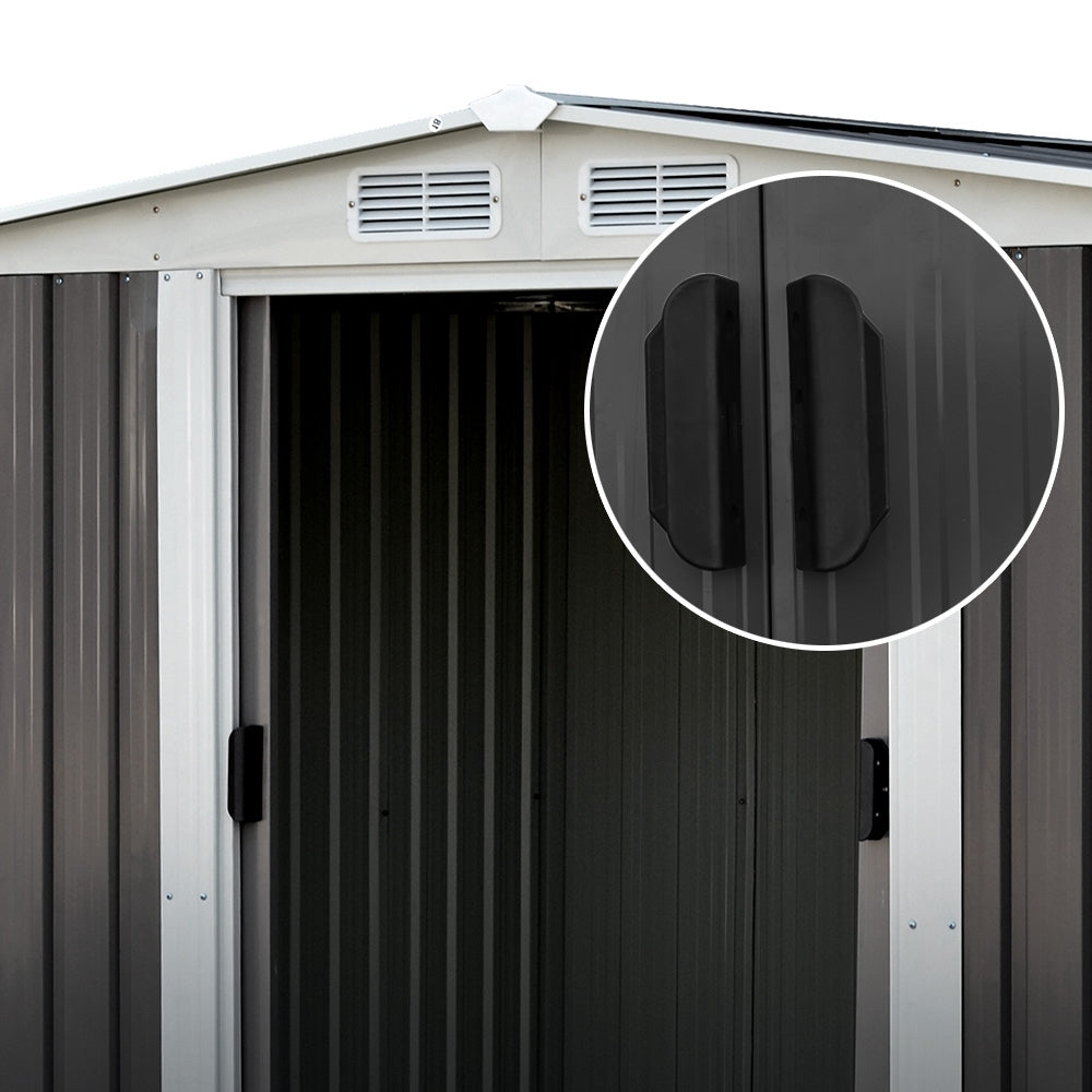 Giantz 2.58x2.07M Metal Garden Shed Double Door Grey