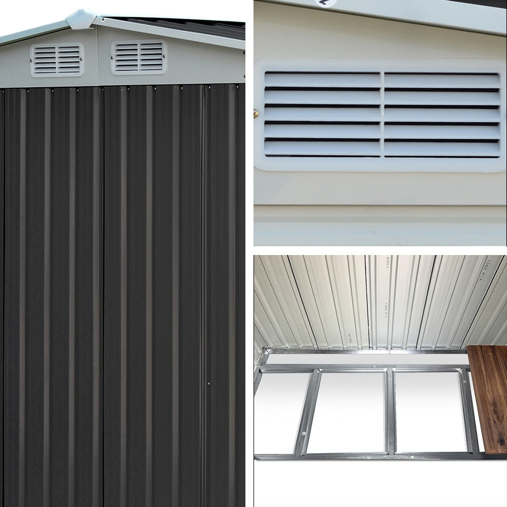 Giantz 2.58x2.07M Metal Garden Shed Double Door Grey