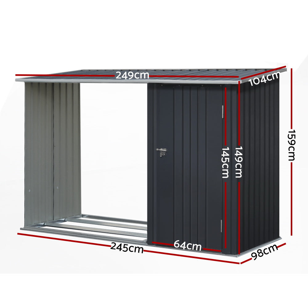 Giantz 2.49x1.04M Steel Garden Shed Anthracite Outdoor Tool Storage
