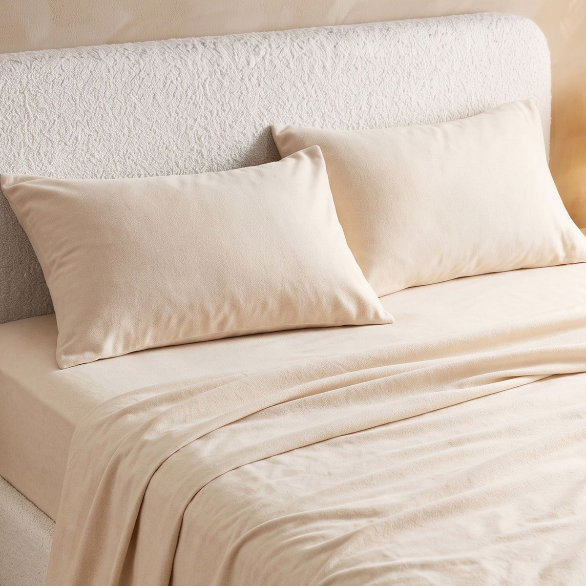 Giselle Double Sheet Set 150 GSM Micro Flannel 4 Piece Cream White