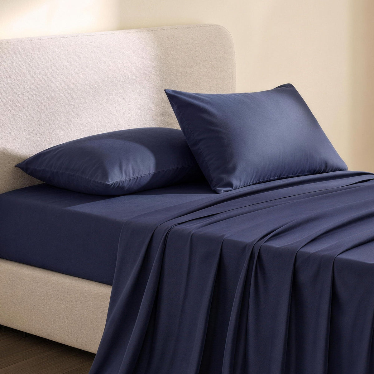 Giselle Kingsingle 500TC Cotton 4 Piece Sheet Set Navy Blue