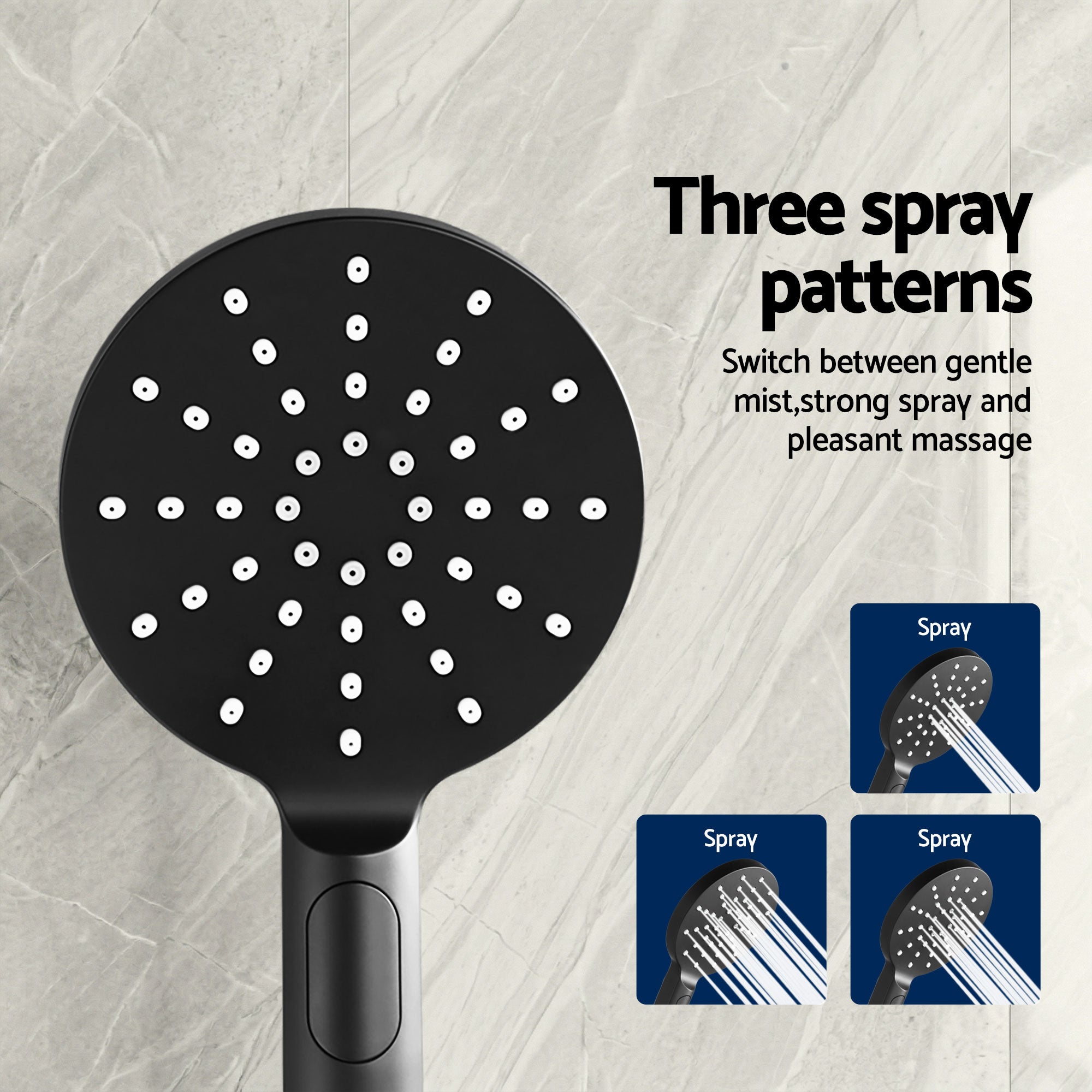 Cefito 9'' Rain Shower Head Set Handheld Round High Pressure Twins Tap Chrome