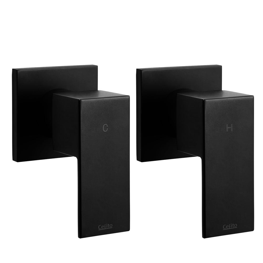 Cefito Twins Shower Taps Brass Hot Cold Black Bathroom