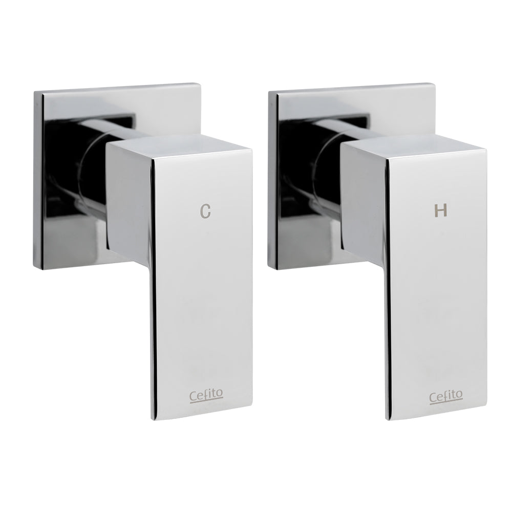 Cefito Twin Wall Shower Taps Brass Hot and Cold Chrome