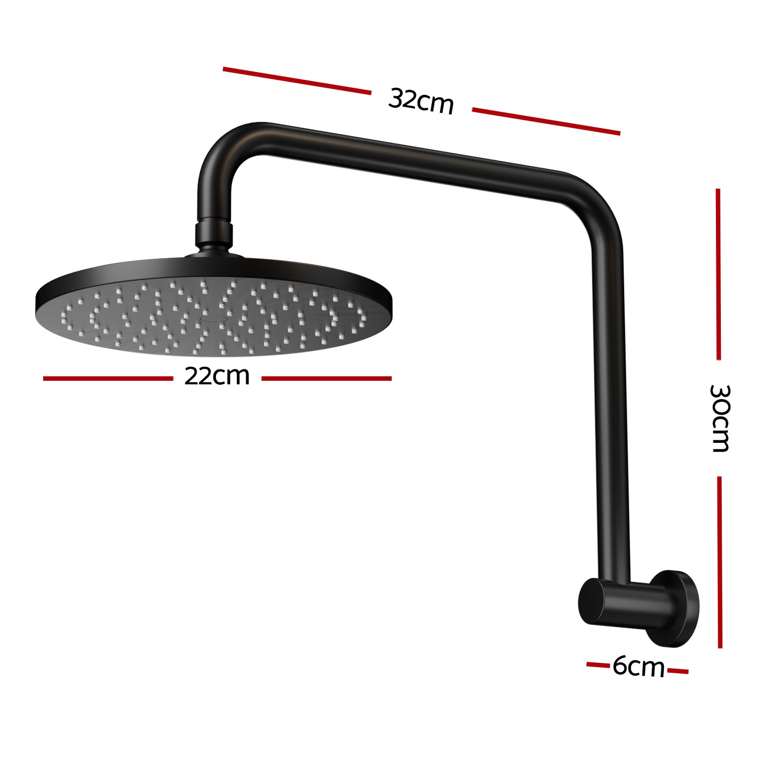 9" Rain Shower Head High-Pressure Swivel Black