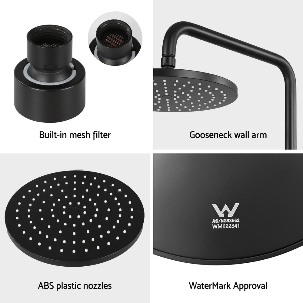 9" Rain Shower Head High-Pressure Swivel Black