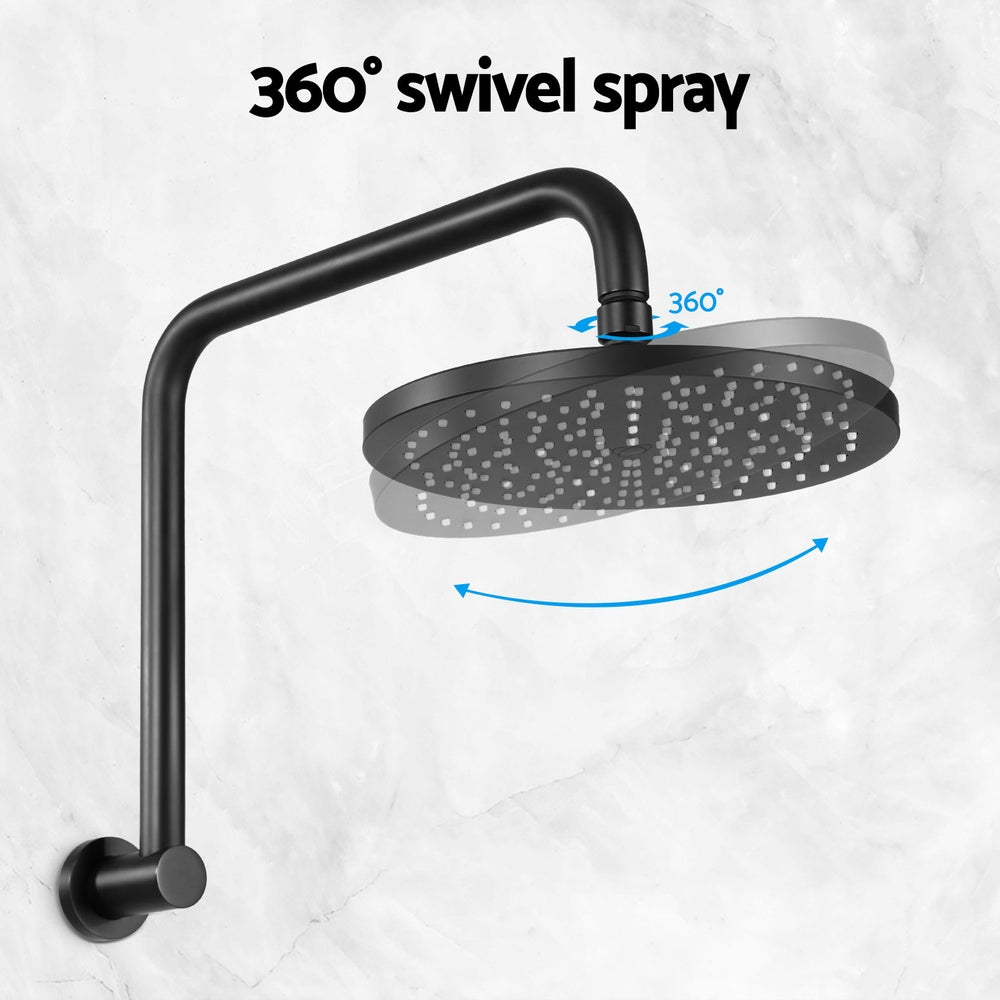 9" Rain Shower Head High-Pressure Swivel Black