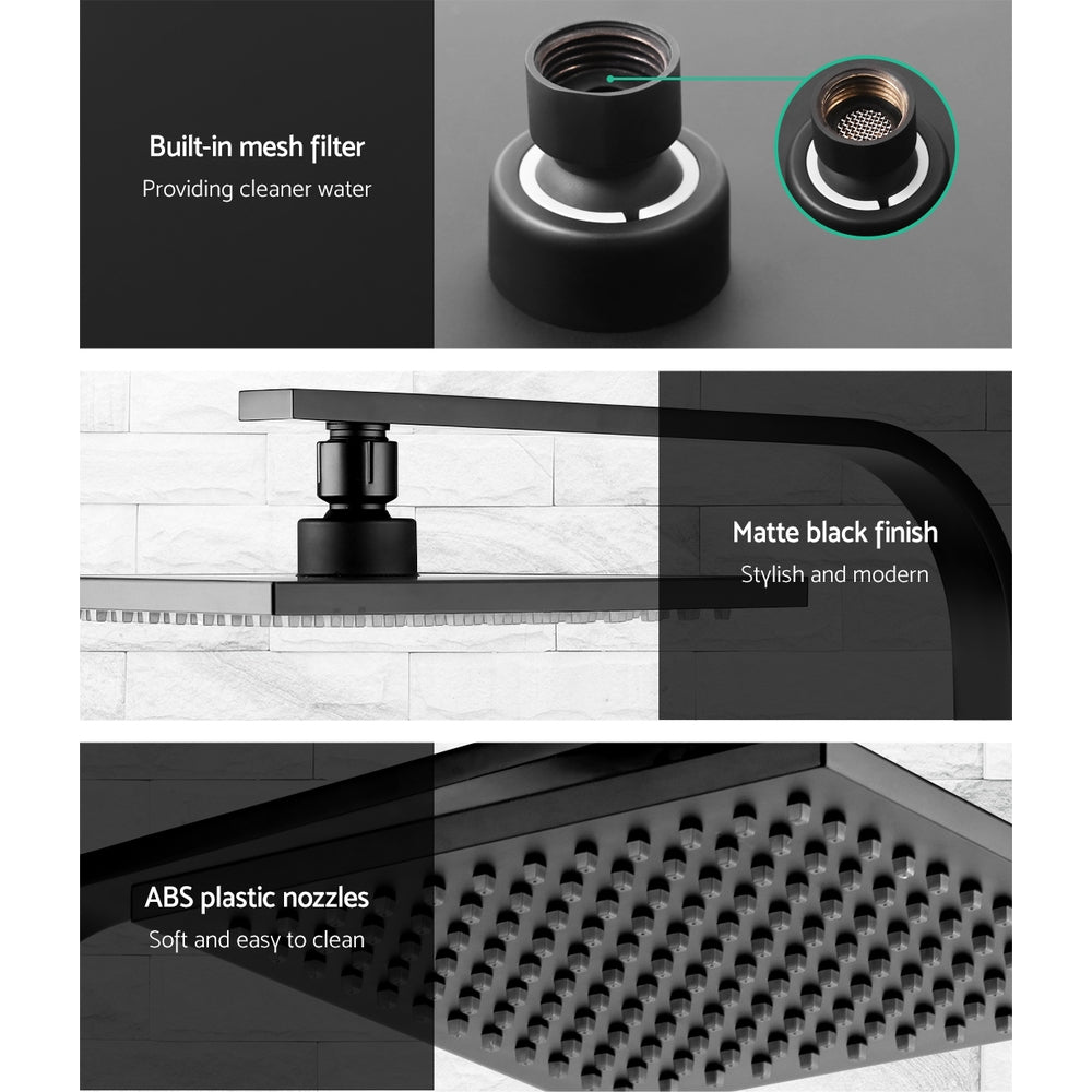 Cefito 8" Rain Shower Head Wall Arm Square High Pressure Matte Black