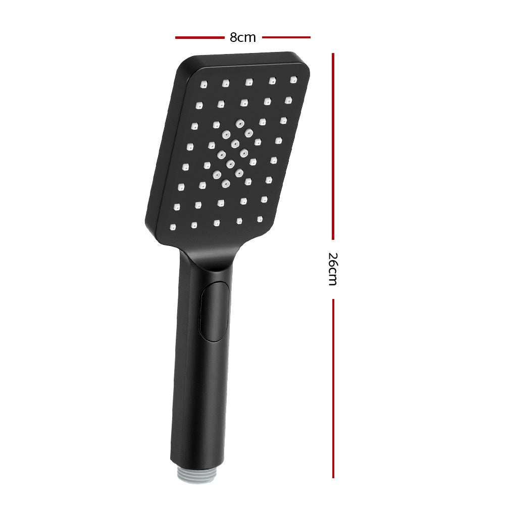 Square Handheld Shower Head 3.1" High Pressure 3 Spray Modes Black
