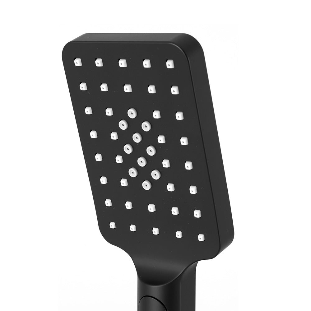 Square Handheld Shower Head 3.1" High Pressure 3 Spray Modes Black