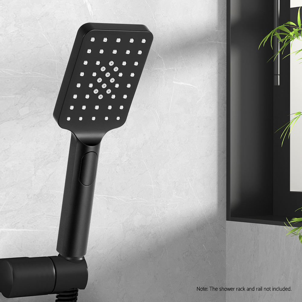 Square Handheld Shower Head 3.1" High Pressure 3 Spray Modes Black