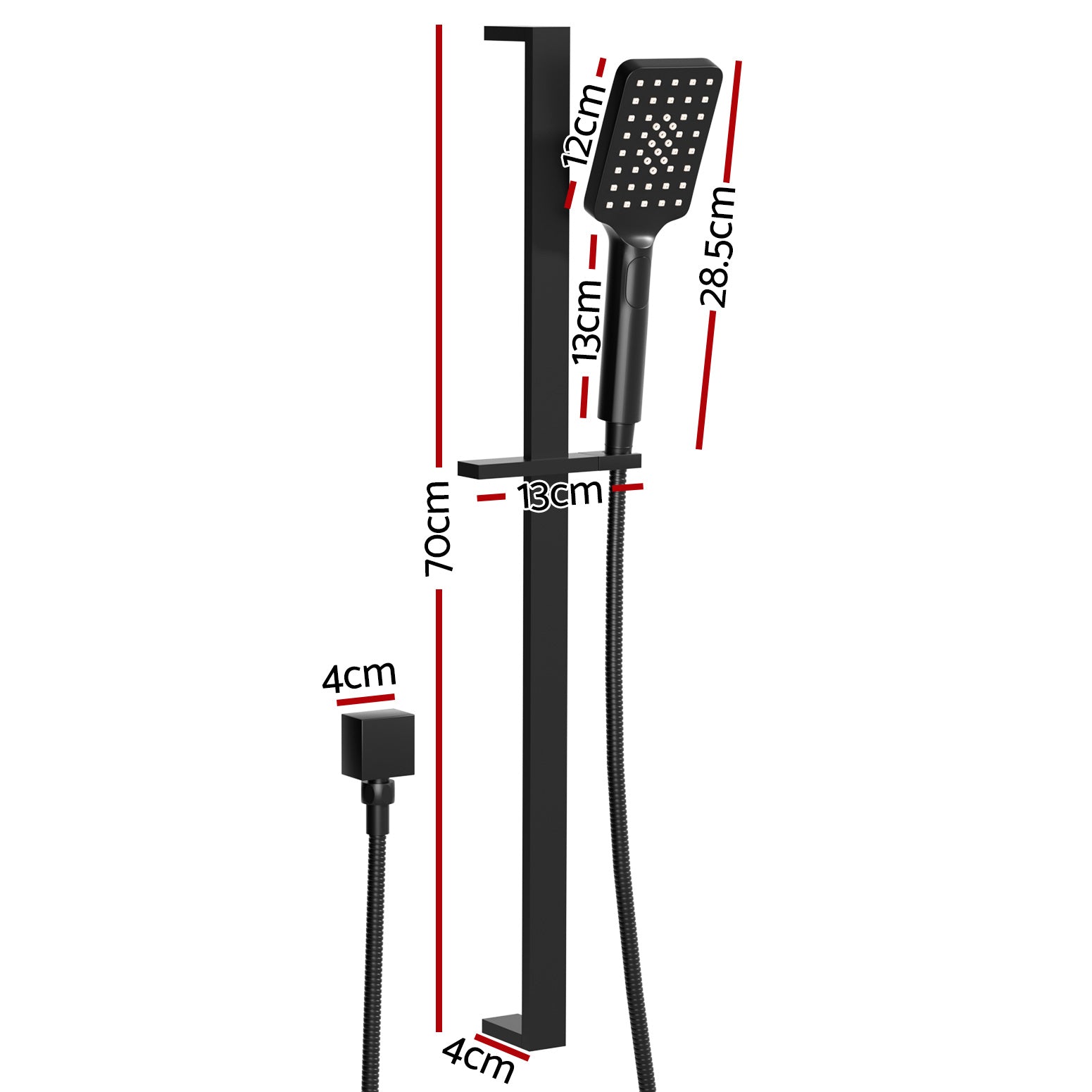 High Pressure 3.1" Handheld Shower Head Set Black