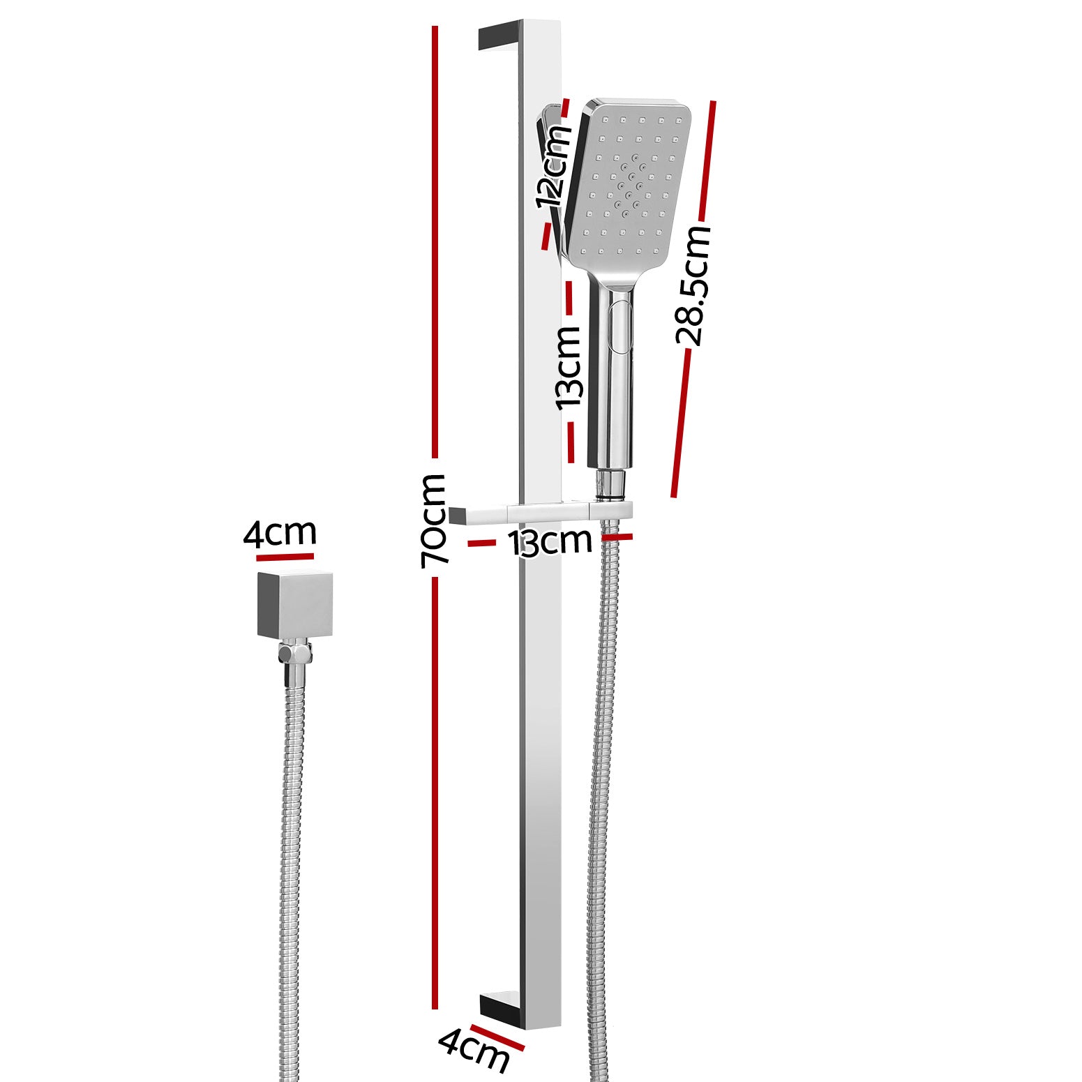 High-Pressure Handheld Shower Head Set 3.1" Silver
