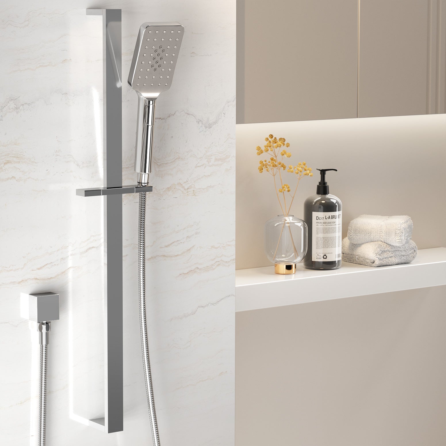 High-Pressure Handheld Shower Head Set 3.1" Silver
