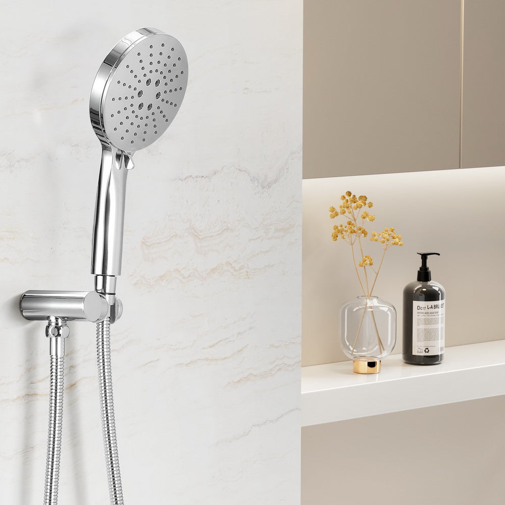 4.7" High-Pressure Handheld Shower Head Silver with Holder and Hose