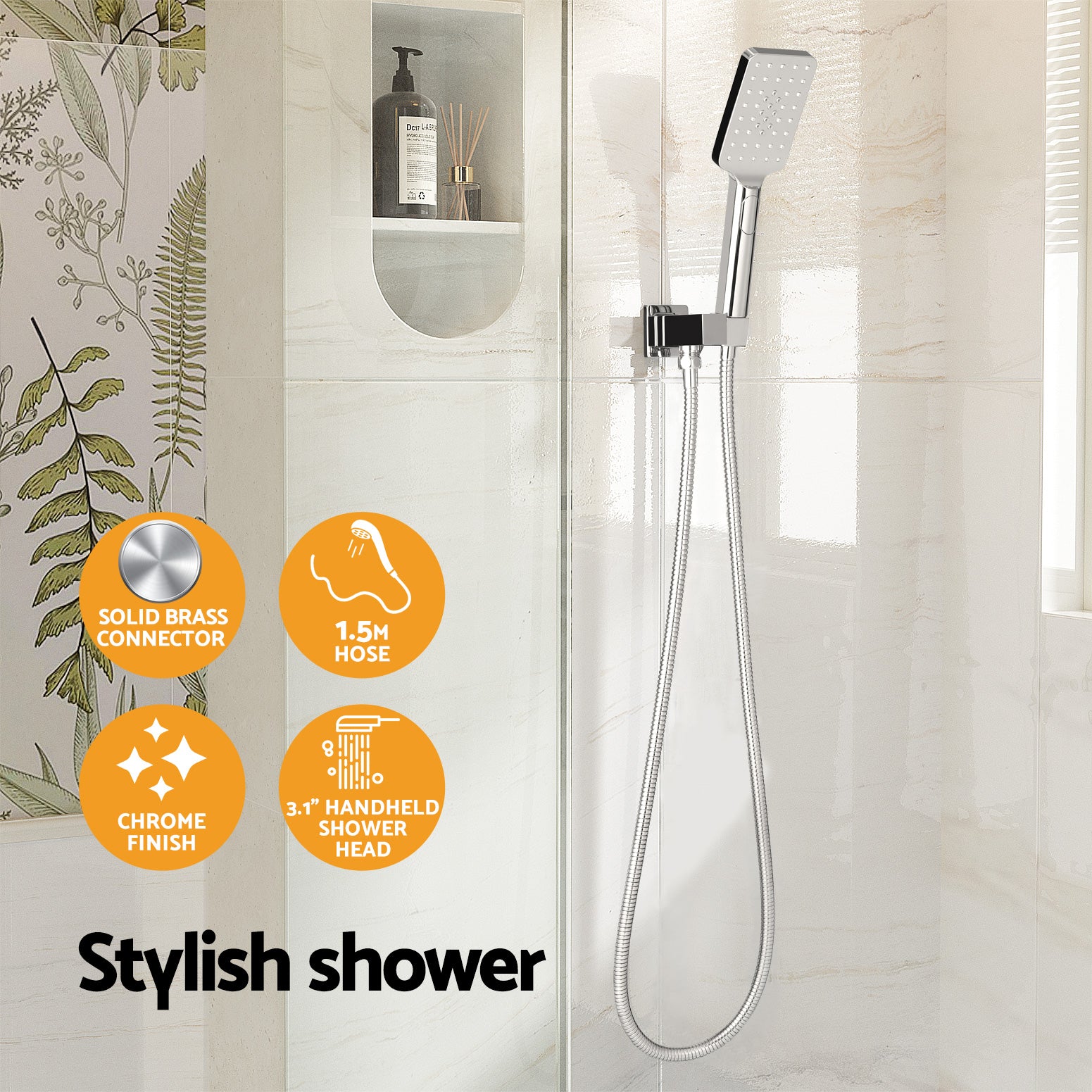 High Pressure Handheld Shower Head 3.1" Silver