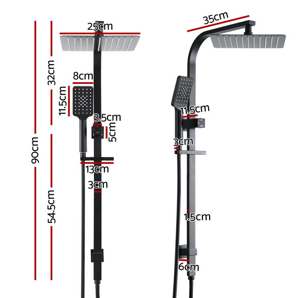 Rain 10" Shower Head Set High Pressure Black Square