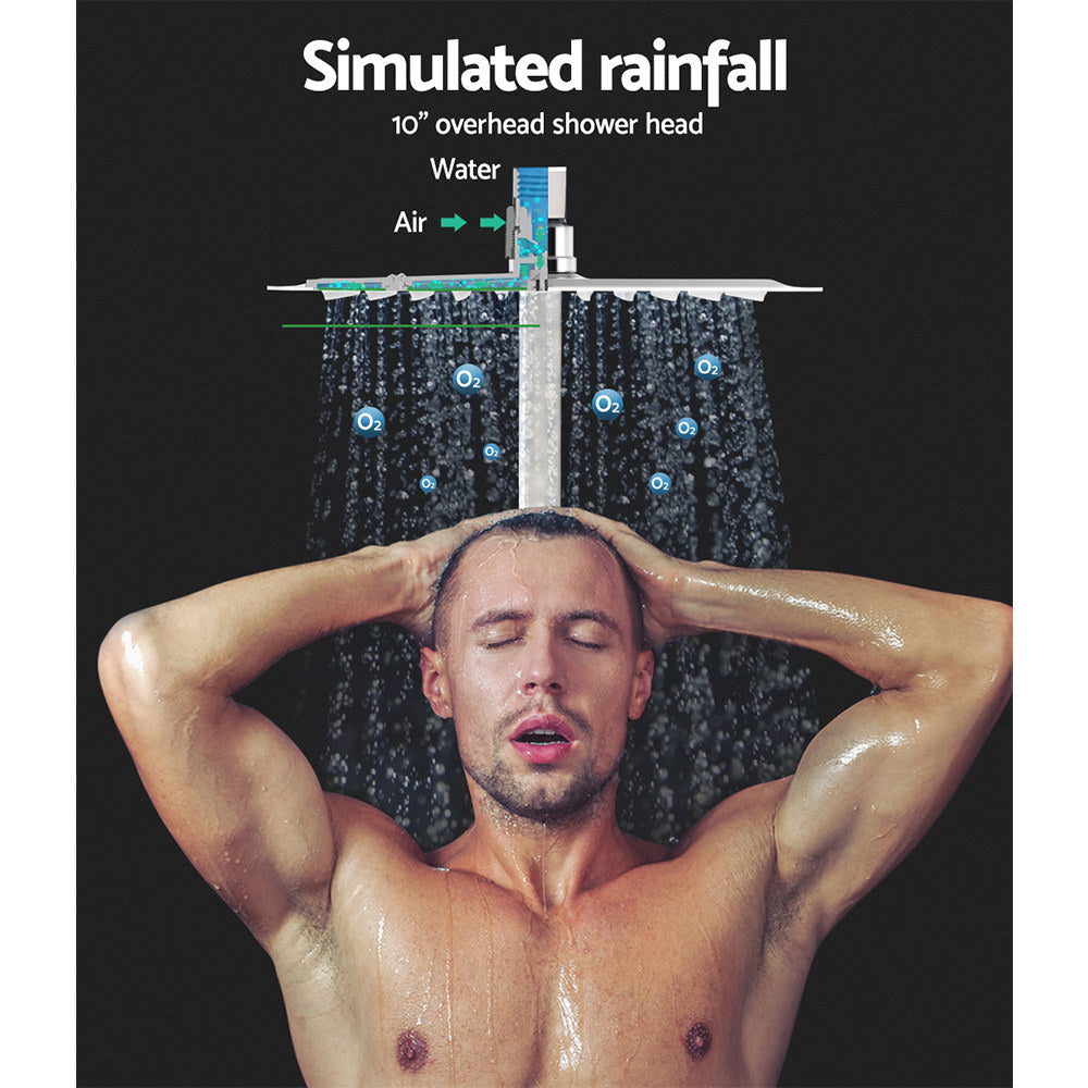 Cefito 10" Rain Shower Head Set High Pressure Chrome Square