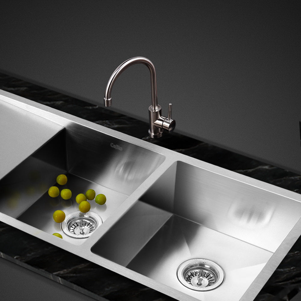 Cefito 111x45cm Double Bowl Kitchen Sink Stainless Steel Silver
