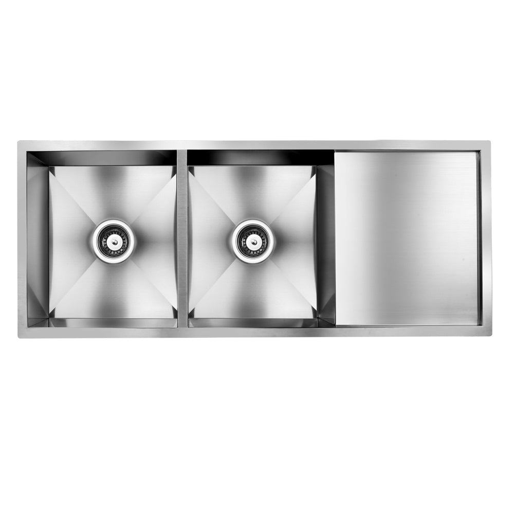Cefito 111x45cm Double Bowl Kitchen Sink Stainless Steel Silver