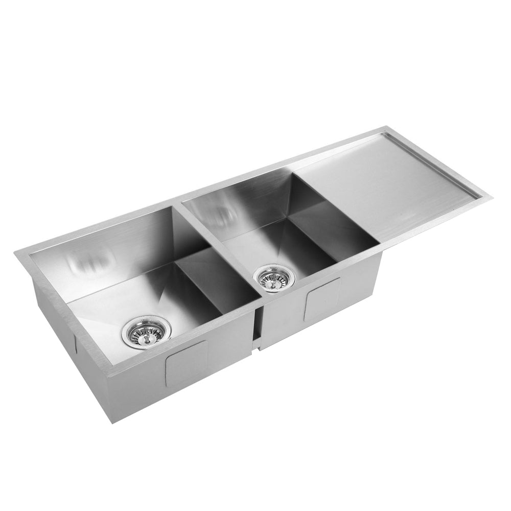 Cefito Kitchen Sink 111x45cm Double Bowl Stainless Steel Silver