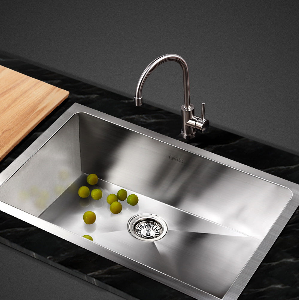 Cefito 45x30cm Single Bowl Kitchen Sink Stainless Steel Silver