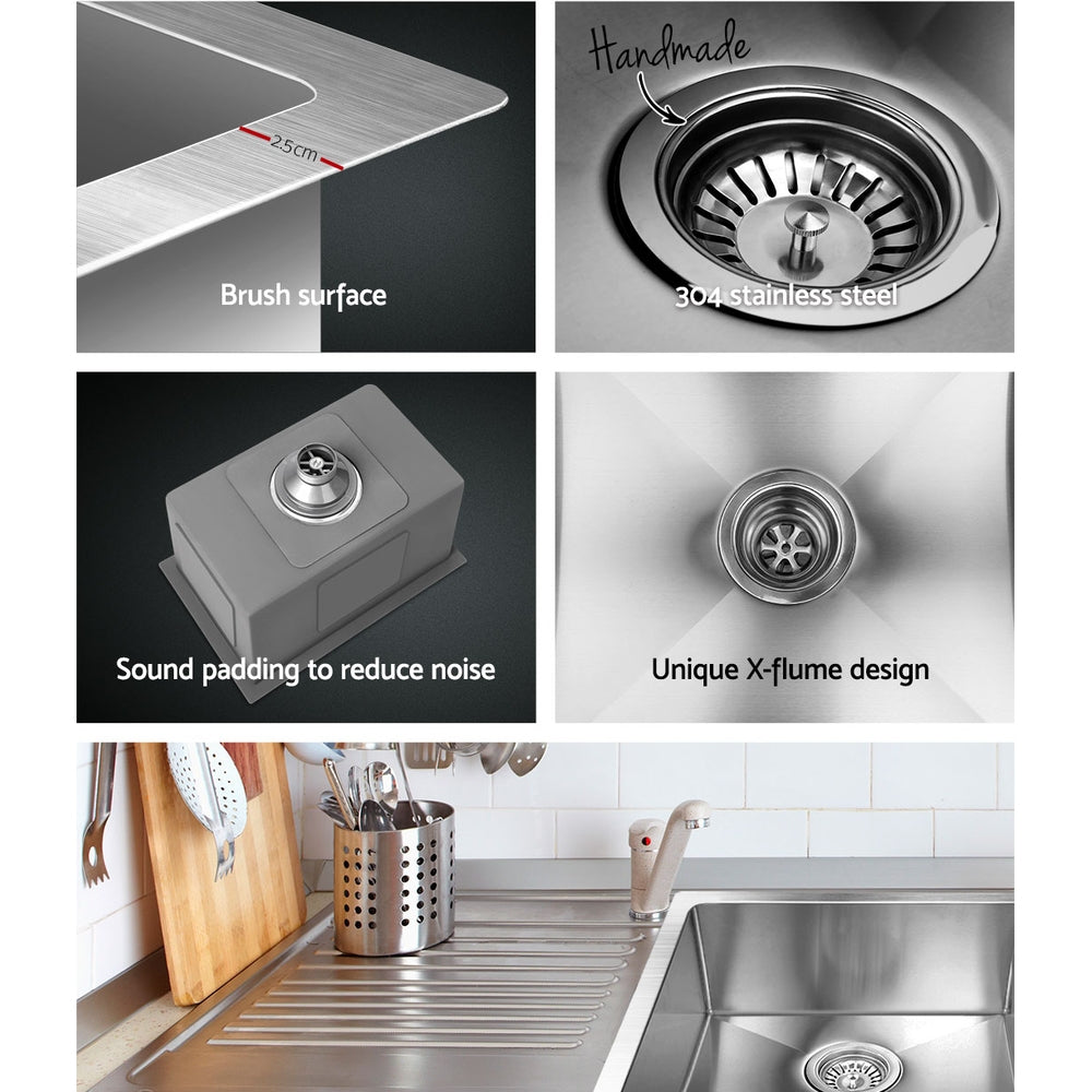 Cefito 45x30cm Single Bowl Kitchen Sink Stainless Steel Silver