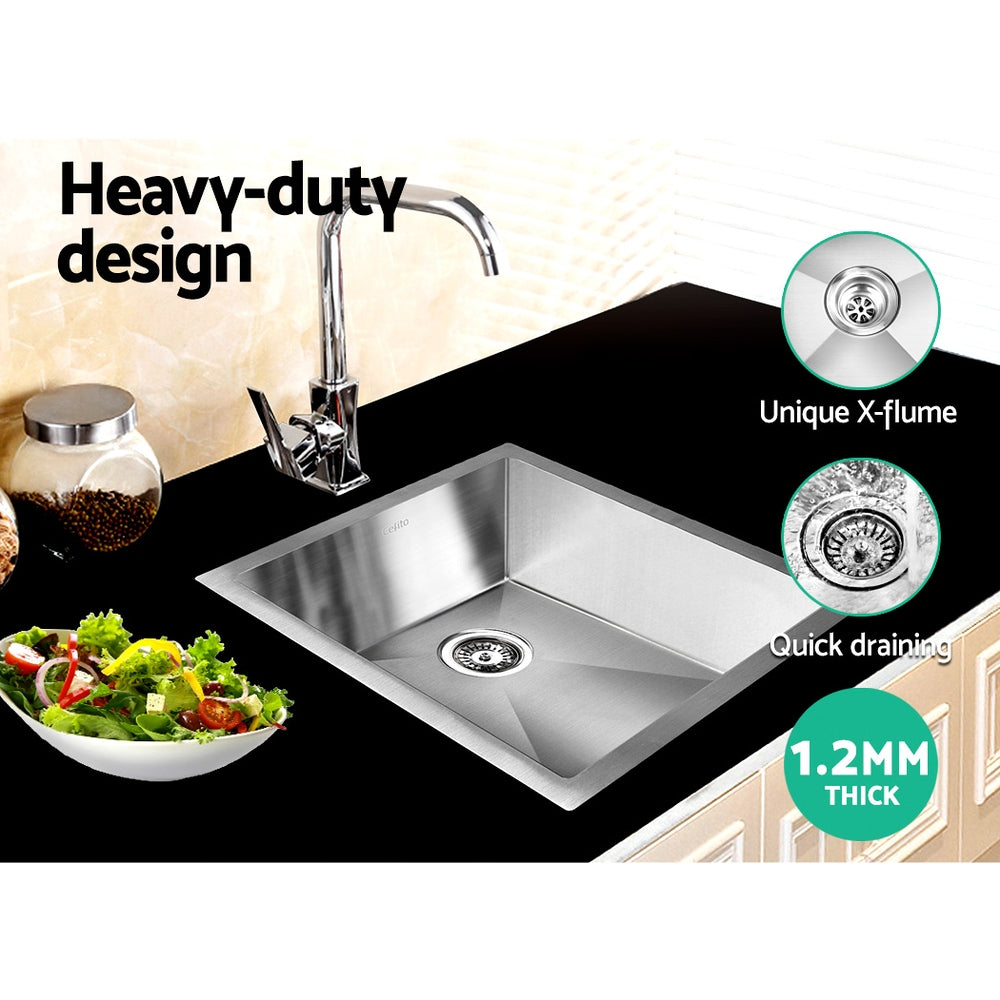 Cefito 45x39cm Single Bowl Kitchen Sink Stainless Steel Silver