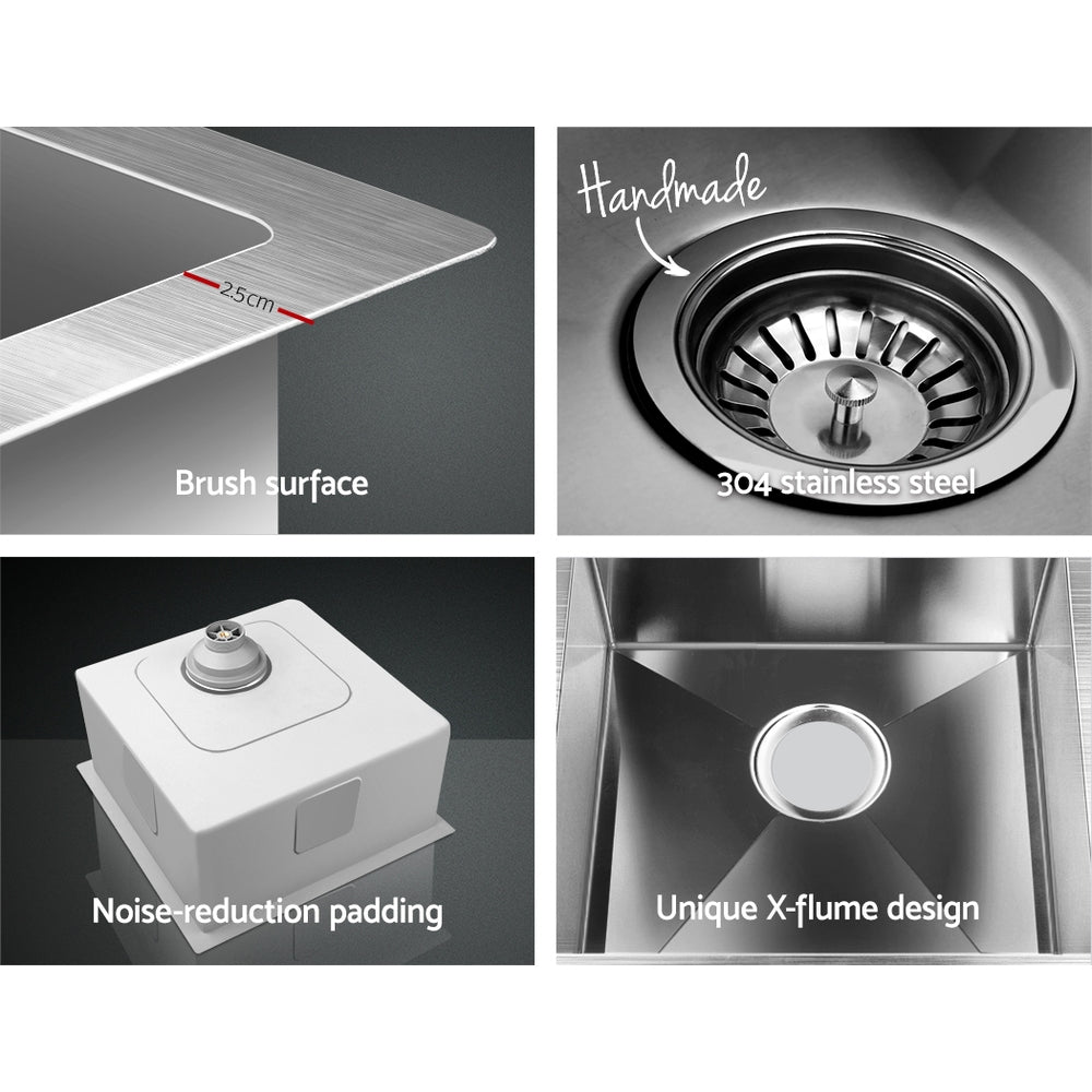 Cefito 51x45cm Single Bowl Kitchen Sink Stainless Steel Silver
