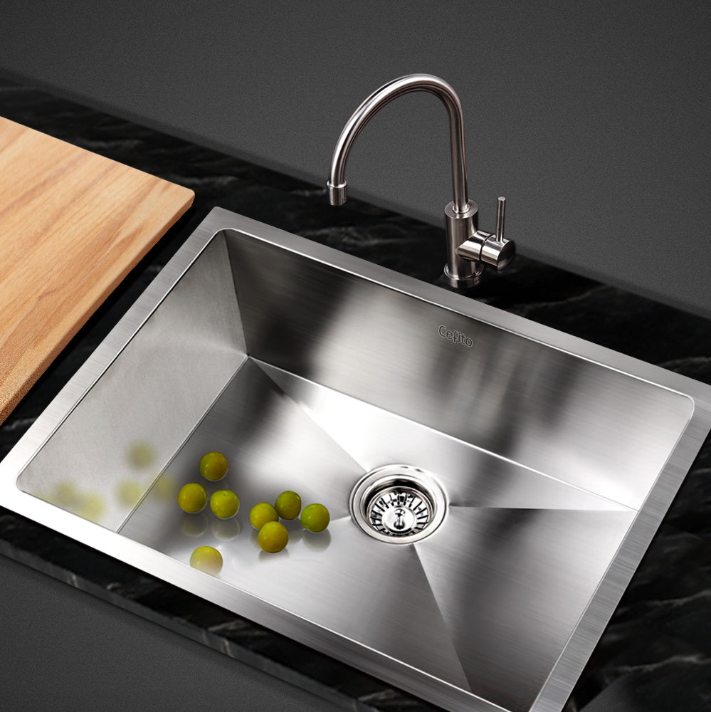 Cefito 60x45cm Single Bowl Kitchen Sink Stainless Steel Silver