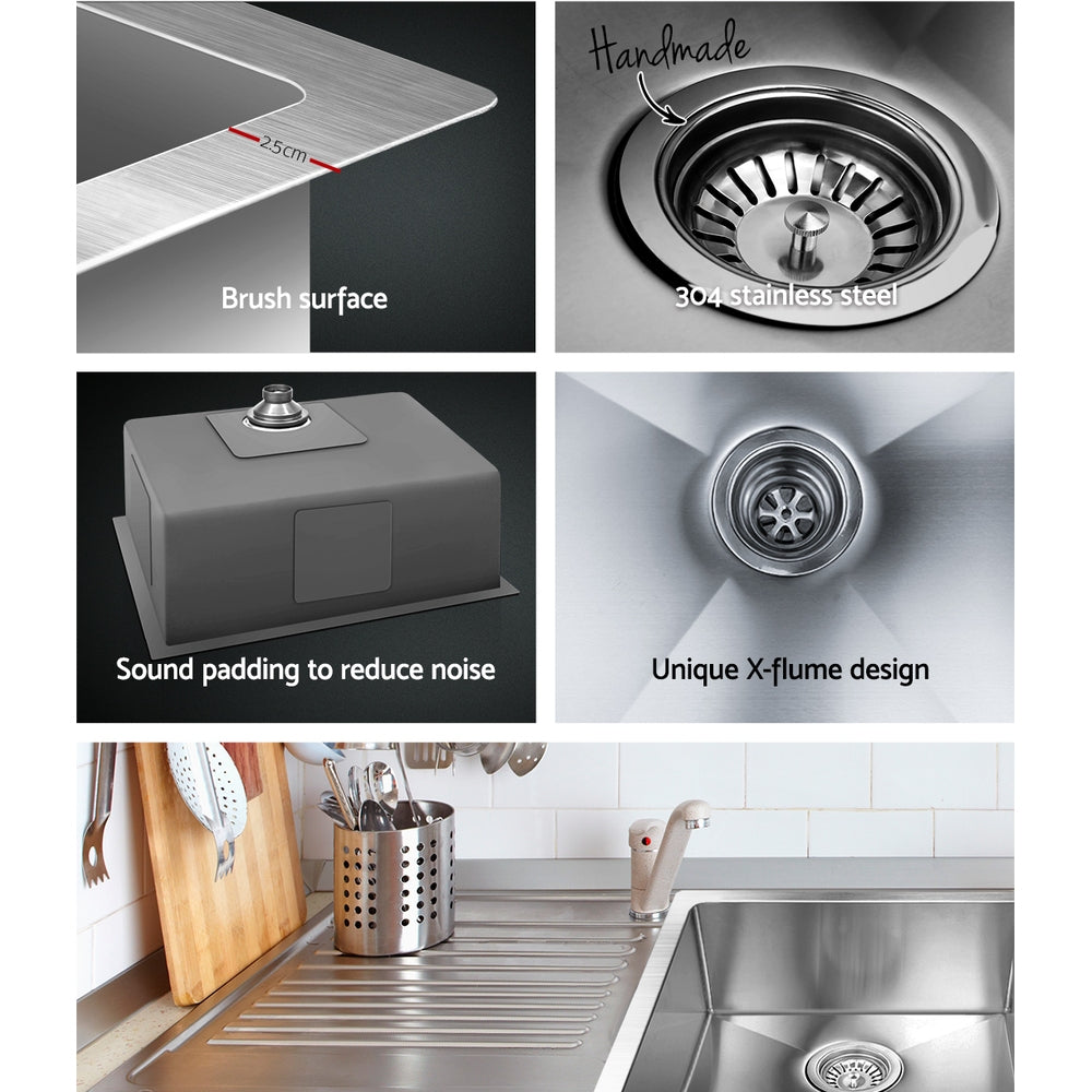Cefito 60x45cm Single Bowl Kitchen Sink Stainless Steel Silver