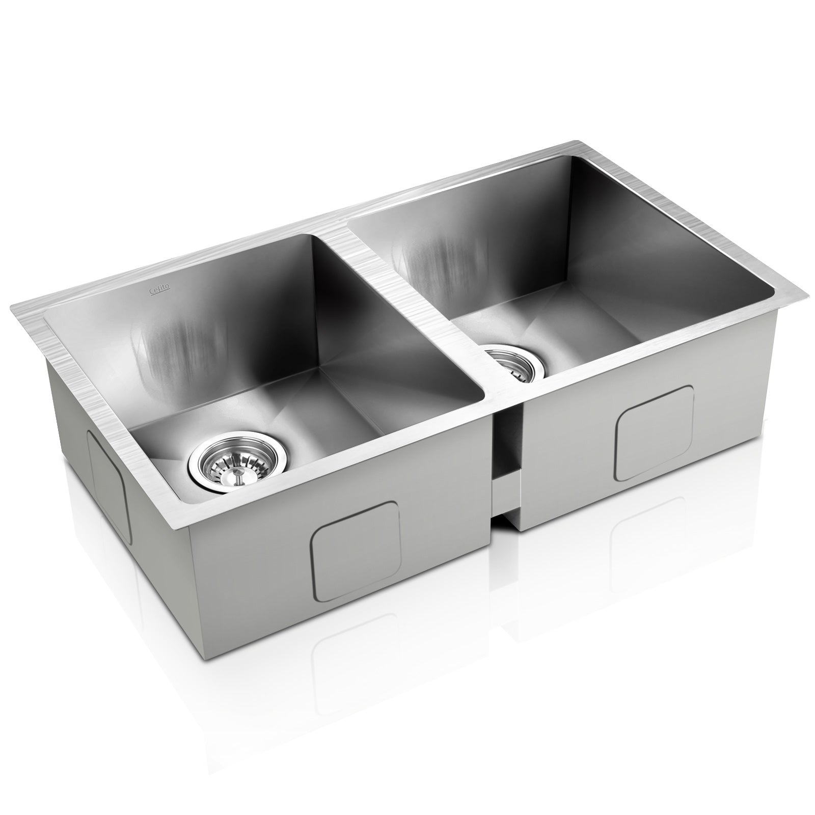 Cefito 77x45cm Double Bowl Kitchen Sink Stainless Steel Silver