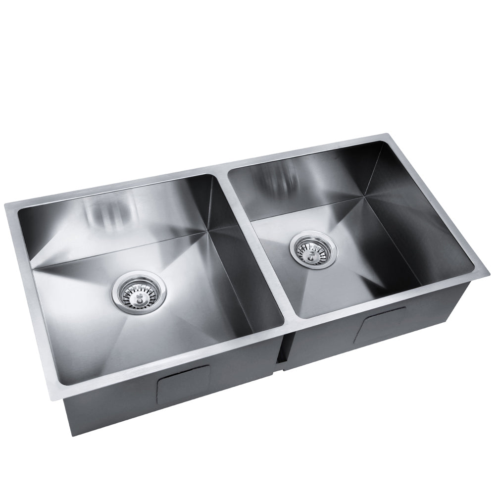 Cefito Double Bowl Kitchen Sink 86x44cm Stainless Steel Silver