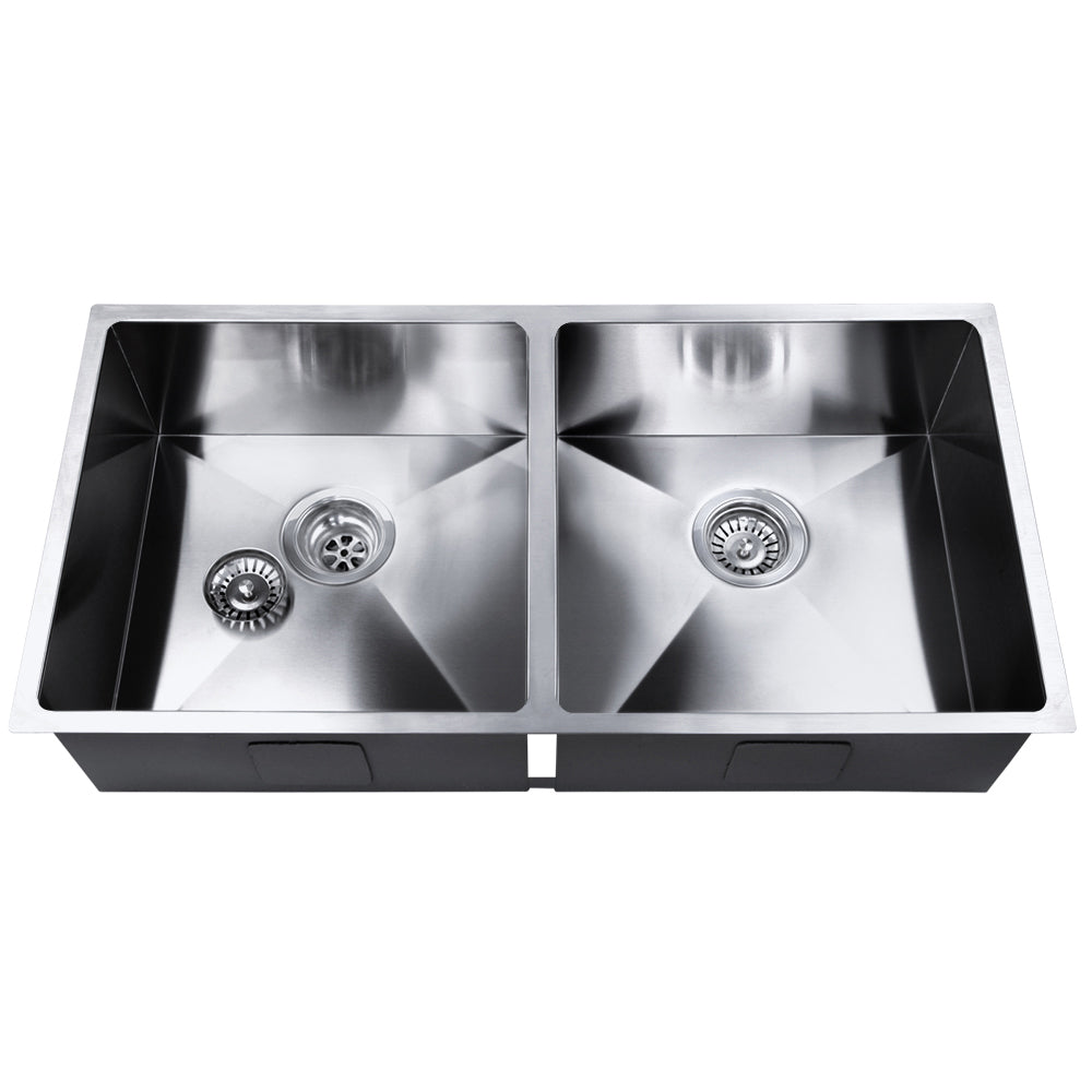 Cefito Double Bowl Kitchen Sink 86x44cm Stainless Steel Silver