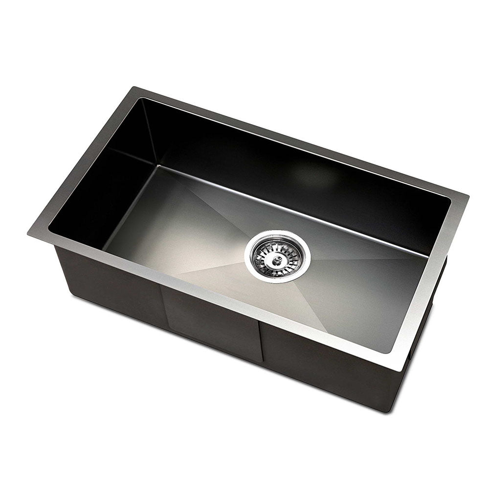 Cefito 45x30cm Single Bowl Kitchen Sink Stainless Steel Black