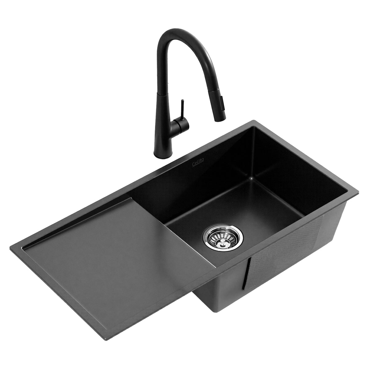 Cefito Stainless Steel Kitchen Sink 75x45CM With Pull Out Tap Black
