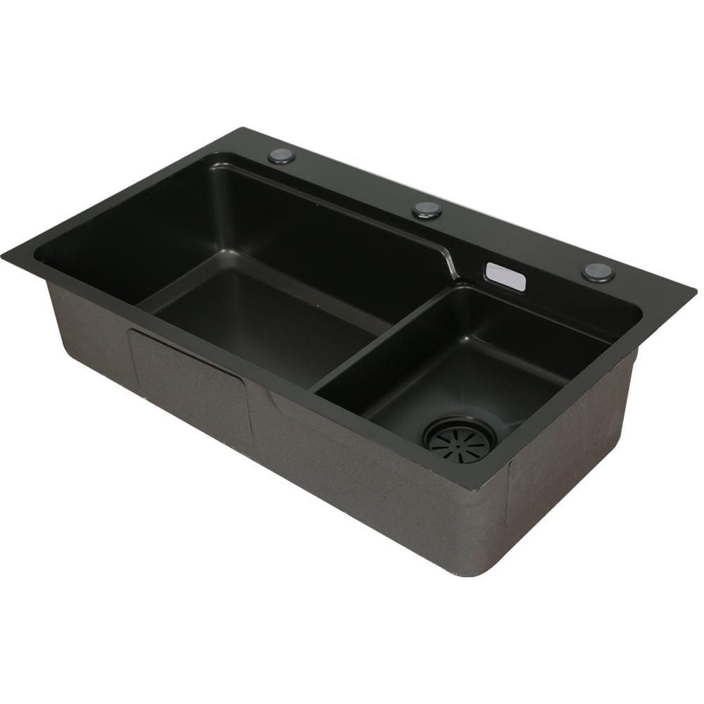 Cefito 75x45cm Single Bowl Kitchen Sink Stainless Steel Black